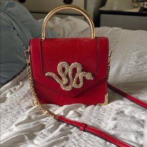 Aldo Red Mini Bag with Gold Snake Detail